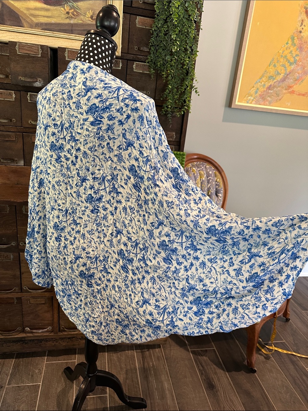 Lucky Brand Blue and White Floral Kimono